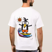 Funny Surfing Penguin Cartoon T-Shirt (Rückseite)