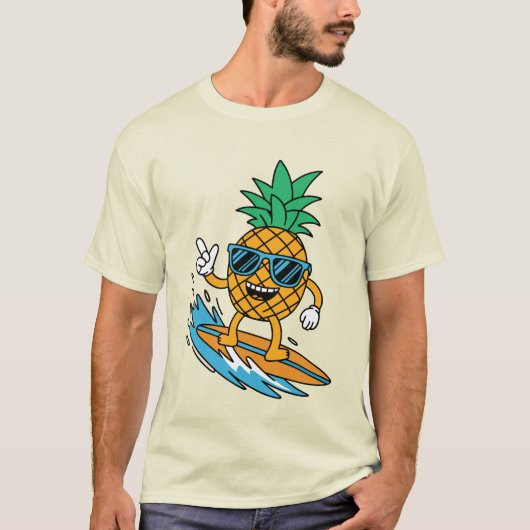 Funny Surfing Pineapple T-Shirt Tropical Surf Tee (Vorderseite)