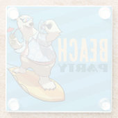 Funny Surfing Polar Bear Beach Party Cartoon Glasuntersetzer (Rückseite)