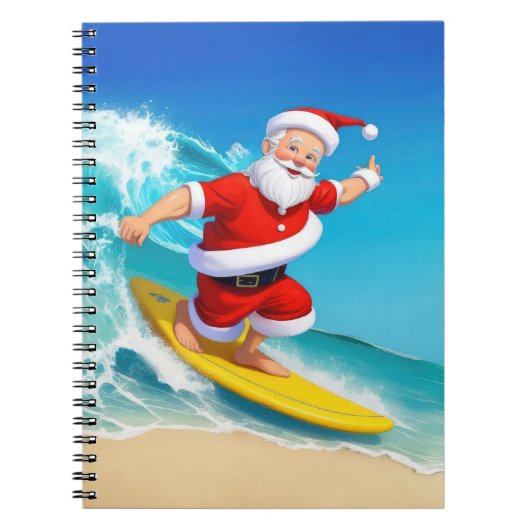 Funny Surfing Santa Claus Notizblock (Vorderseite)