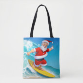 Funny Surfing Santa Claus Tasche (Vorderseite)