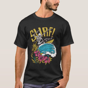 Funny Surfing Skelett Lugano Gestern und Heute T-Shirt