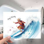 Funny Surfing the Ocean Wave Granny Joke Birthday Karte<br><div class="desc">It was a beautiful day on the beach, the sun was shining and the waves were crashing. It was also Grandma's birthday and her family had decided to surprise her with a special gift. When Grandma opened the card, she was in for a big surprise. There was a picture of...</div>