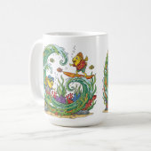 Funny Surfing Yellow Fish Tropical Beach Party Shi Kaffeetasse (Vorderseite Links)