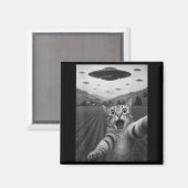 Funny Surprised Ed Cat Selfie With Alien Ufo Cat U Magnet (Vorderseite/Rückseite)