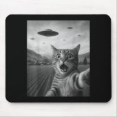 Funny Surprised Ed Cat Selfie With Alien Ufo Cat U Mousepad (Vorne)