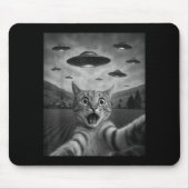 Funny Surprised Ed Cat Selfie With Alien Ufo Cat U Mousepad (Vorne)