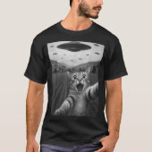 Funny Surprised Ed Cat Selfie With Alien Ufo Cat U T-Shirt (Vorderseite)