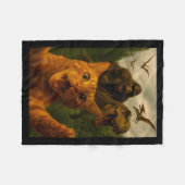 Funny Surprised Ed Cat Selfie With Bigfoot T-rex  Fleecedecke (Vorderseite (Horizontal))