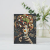 Funny Surreal Avocado Toast and Coffee lady Postkarte (Stehend Vorderseite)