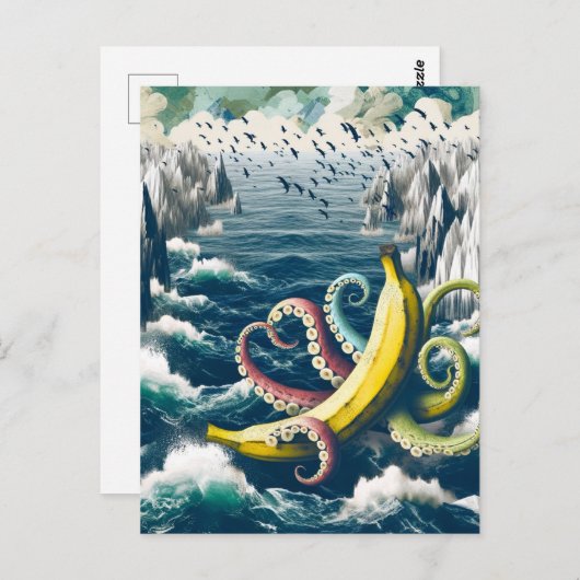 Funny Surreal Banana Octopus Postkarte (Vorne/Hinten)