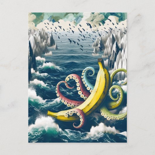 Funny Surreal Banana Octopus Postkarte (Vorderseite)