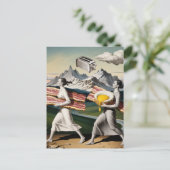 Funny Surreal Breakfast Frauen Postkarte (Stehend Vorderseite)