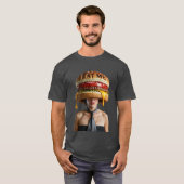Funny Surreal Cheeseburger Frau T-Shirt (Vorne ganz)
