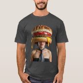 Funny Surreal Cheeseburger Frau T-Shirt (Vorderseite)