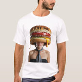 Funny Surreal Cheeseburger Frau T-Shirt (Vorderseite)
