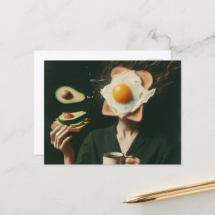 Funny Surreal Egs and Toast Breakfast Frau Postkarte