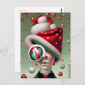 Funny Surreal Weihnachtsmannmütze Character Postca Postkarte (Vorne/Hinten)