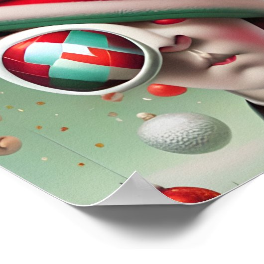 Funny Surreal Weihnachtsmannmütze Poster (Ecke)