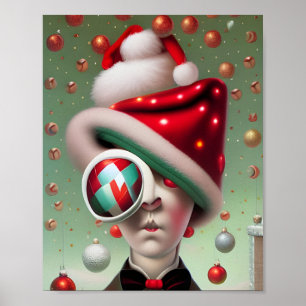 Funny Surreal Weihnachtsmannmütze Poster