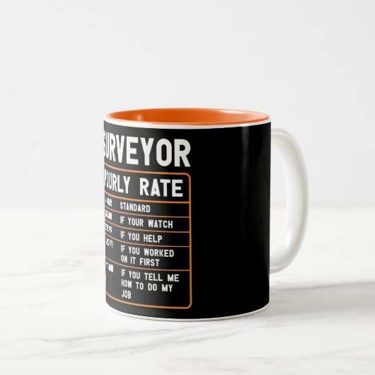 Funny Surveyor Stundensatz Zweifarbige Tasse (VorderseiteRechts)