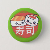 Funny Sushi Cartoon Design Button (Vorderseite)