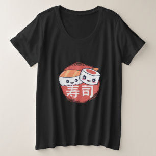 Funny Sushi Cartoon Design Große Größe T-Shirt