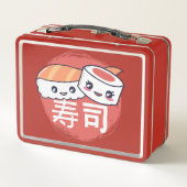 Funny Sushi Cartoon Design Metall Brotdose (Rückseite)