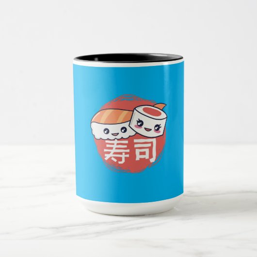Funny Sushi Cartoon Design Tasse (Zentrum)