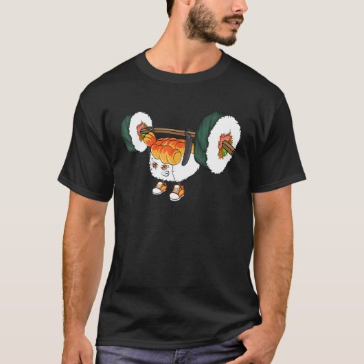 Funny Sushi Gewicht Lifting japanischen Food Gym N T-Shirt (Vorderseite)