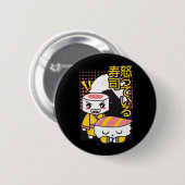 Funny Sushi Karate Fighters Cartoon Design Button (Vorne & Hinten)
