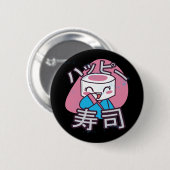 Funny Sushi Master Cartoon Design Button (Vorne & Hinten)