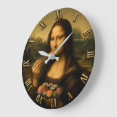 Funny Sushi Mona Lisa Große Wanduhr (Winkel)