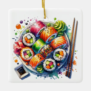 Funny Sushi Rolls Pub Personalisierte Weihnachten Keramikornament