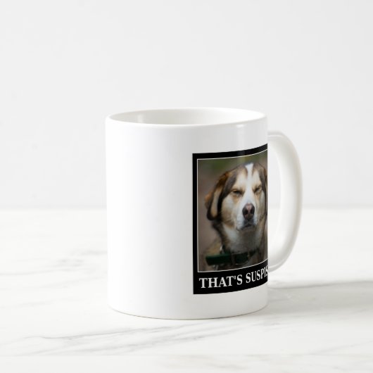Funny Suspish Dog Meme Kaffeetasse (VorderseiteRechts)