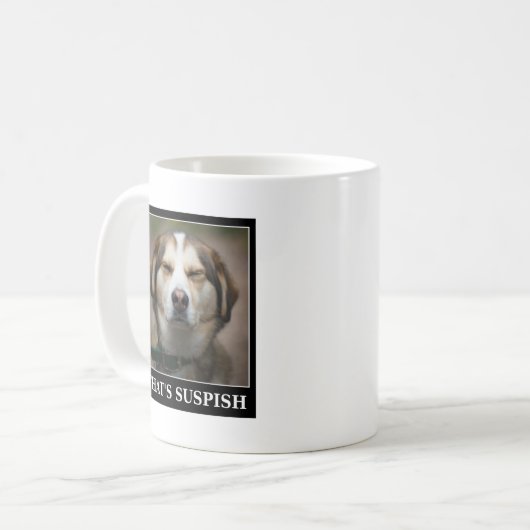 Funny Suspish Dog Meme Kaffeetasse (Vorderseite Links)