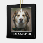 Funny Suspish Dog Meme Keramikornament (Links)