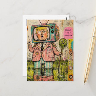 Funny Swamp is Beautiful Mixed Media Collage Postkarte