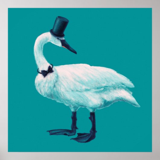 Funny Swan Vogelbeobachtung Poster (Vorne)