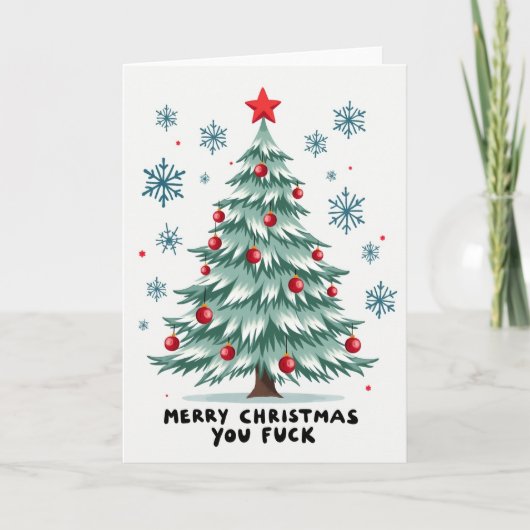 Funny Sweary Christmas Tree Card Karte (Vorderseite)