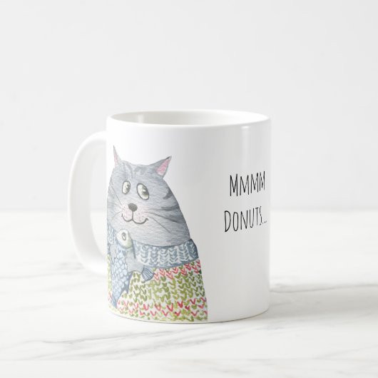 Funny Sweater Cats Eyeing Donuts Kaffeetasse (Vorderseite Links)