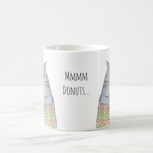 Funny Sweater Cats Eyeing Donuts Kaffeetasse (Mittel)