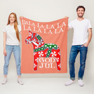 Funny Swedish Christmas God Jul Dala Horse Dalahos Fleecedecke