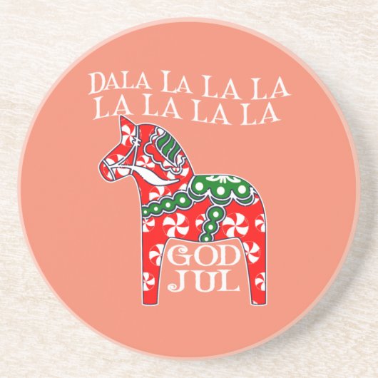 Funny Swedish Christmas God Jul Dala Horse Dalahos Getränkeuntersetzer (Vorne)