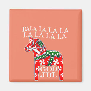 Funny Swedish Christmas God Jul Dala Horse Dalahos Magnet
