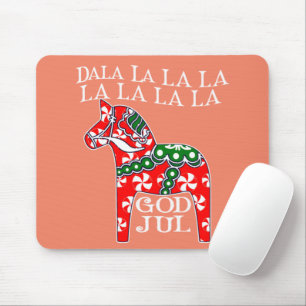 Funny Swedish Christmas God Jul Dala Horse Dalahos Mousepad