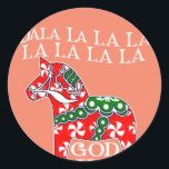 Funny Swedish Christmas God Jul Dala Horse Dalahos Runder Aufkleber<br><div class="desc">Funny Swedish Christmas God Jul Dala Horse Dalahos</div>