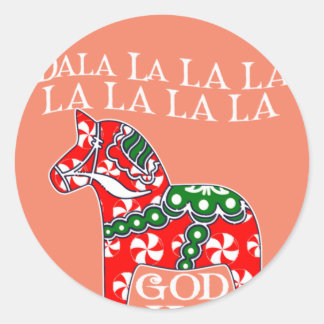 Funny Swedish Christmas God Jul Dala Horse Dalahos Runder Aufkleber