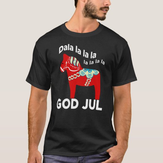 Funny Swedish Christmas God Jul Dala Horse Dalahos T-Shirt (Vorderseite)