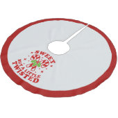 Funny Sweet, aber zwisted Zitat Red Christmas Spaß Polyester Weihnachtsbaumdecke (Schrägansicht)